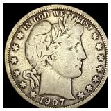 1907-D Silver Barber Half Dollar LIGHTLY  CIRCULA