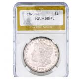 1878-S Morgan Silver Dollar PGA MS65 PL