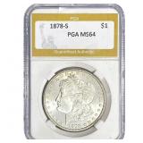 1878-S Morgan Silver Dollar PGA MS64