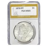 1878 8TF Morgan Silver Dollar PGA MS65
