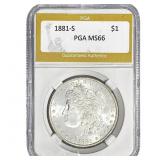 1881-S Morgan Silver Dollar PGA MS66