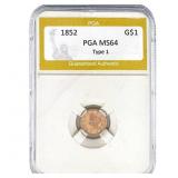 1852 Rare Gold Dollar PGA MS64