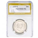 1949-D Franklin Half Dollar PGA MS66 FBL