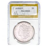 1878 8TF Morgan Silver Dollar PGA MS65