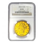 1884-CC $20 Gold Double Eagle NGC AU58