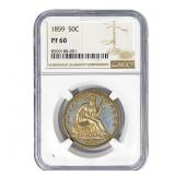 1859 Seated Liberty Half Dollar NGC PF60