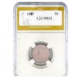 1867 Shield Nickel PGA MS63