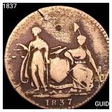 1837 Three Cent Feuchtwanger HT-262 NEARLY UNC