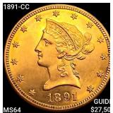 1891-CC $10 Gold Eagle CHOICE BU