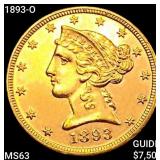 1893-O $5 Gold Half Eagle CHOICE BU