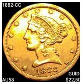 1882-CC $5 Gold Half Eagle CHOICE AU