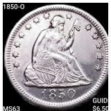 1850-O Seated Liberty Quarter CHOICE BU