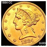 1884-CC $5 Gold Half Eagle CHOICE BU