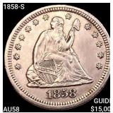 1858-S Seated Liberty Quarter CHOICE AU