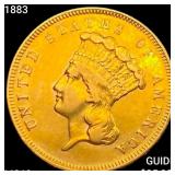 1883 $3 Gold Piece CHOICE BU