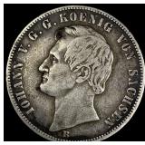 1867 Saxony Silver Vereinsthaler B Mint ABOUT UNCI