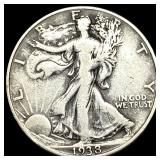 1938-D Silver Walking Liberty Half Dollar NICELY C