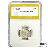 1916 Mercury Silver Dime PGA MS66 FSB