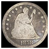 1858 Seated Liberty Silver Quarter NICELY CIRCULAT