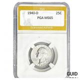 1940-D Washington Silver Quarter PGA MS65