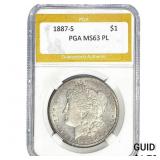 1887-S Morgan Silver Dollar PGA MS63 PL