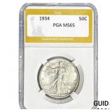 1934 Walking Liberty Half Dollar PGA MS65