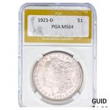 1921-D Morgan Silver Dollar PGA MS64