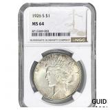 1926-S Silver Peace Dollar NGC MS64