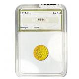 1911-D $2.50 Gold Quarter Eagle NGS MS64