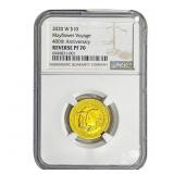 2020-W 1/4oz Gold $10 Mayflower NGC REV PF70