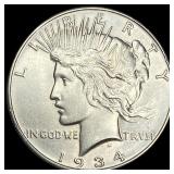 1934 Silver Peace Dollar CLOSELY UNCIRCULATED