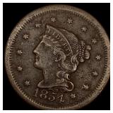 1854 Braided Hair Large Cent NEARLY UNCIRCULATED