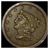 1851 Braided Hair Half Cent CLOSELY UNCIRCULATED