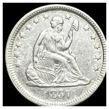 1857 Silver Seated Liberty Quarter CLOSELY UNCIRCU