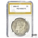 1884-CC Morgan Silver Dollar PGA MS63 PL