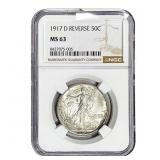 1917-D Rev Walking Liberty Half Dollar NGC MS63