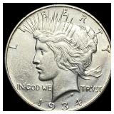 1934 Silver Peace Dollar CLOSELY UNCIRCULATED