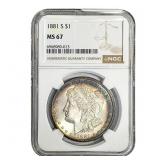1881-S Morgan Silver Dollar NGC MS67