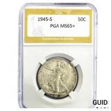 1945-S Walking Liberty Half Dollar PGA MS65+