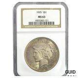 1925 Silver Peace Dollar NGC MS63