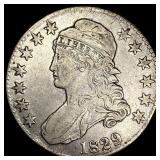 1829 Capped Bust Silver Half Dollar CLOSELY UNCIRC