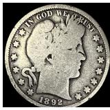 1892 Silver Barber Half Dollar NICELY CIRCULATED