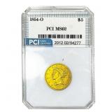 1854-O $5 Gold Half Eagle PCI MS62