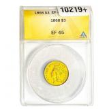 1868 $3 Gold Piece ANACS EF45