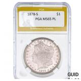 1878-S Morgan Silver Dollar PGA MS65 PL