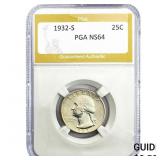 1932-S Washington Silver Quarter PGA NS64