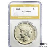 1921 Silver Peace Dollar PGA MS65