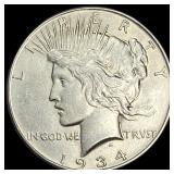 1934 Silver Peace Dollar CLOSELY UNCIRCULATED