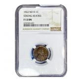 1922 No D Wheat Cent NGC F12 BN Strong Reverse