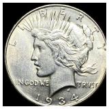 1934-S Silver Peace Dollar CLOSELY UNCIRCULATED